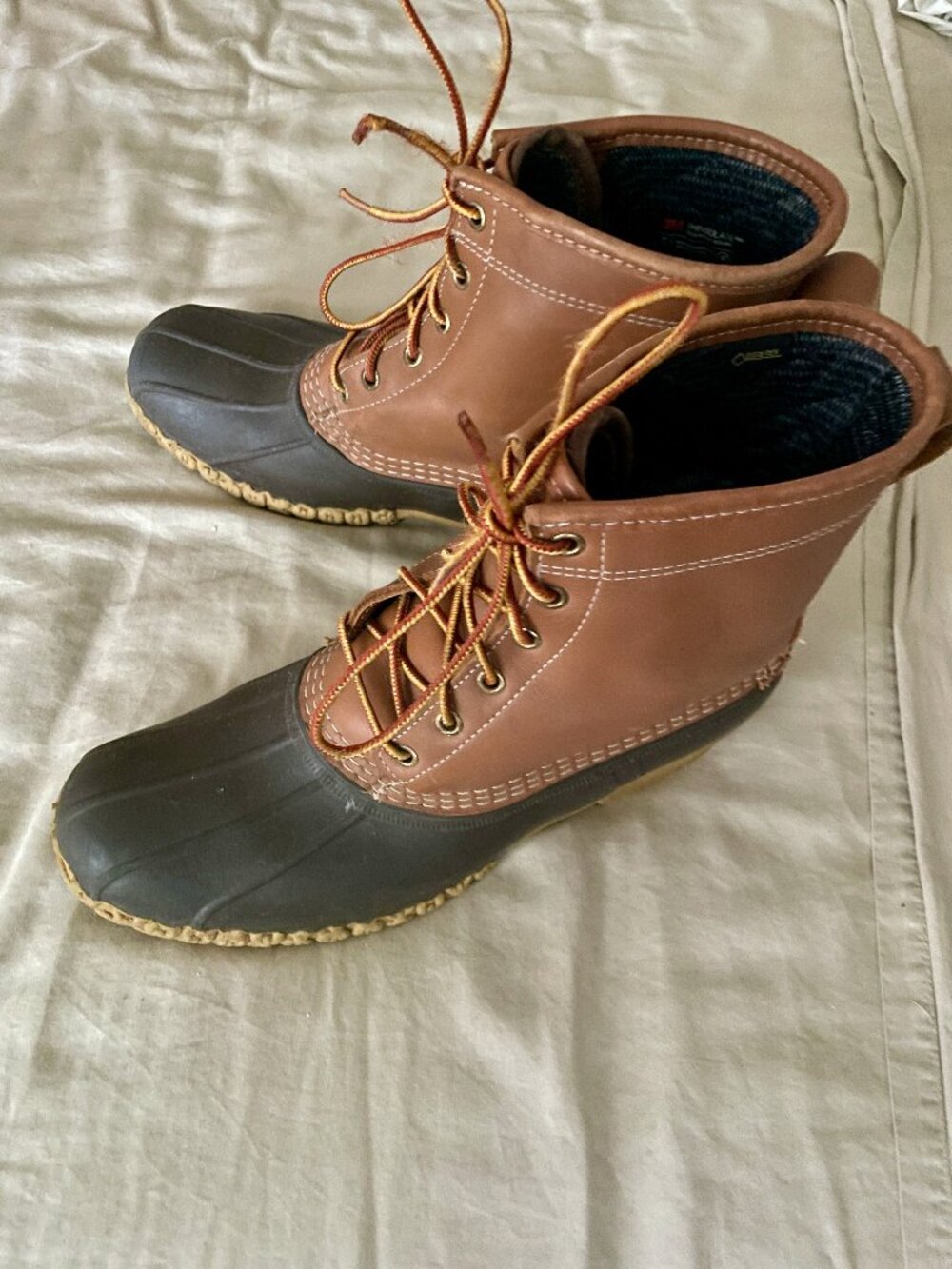 L.L. Bean Men's Insulated Waterproof Leather Duck Boots 8" Rubber Sole Size 10M